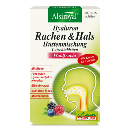 Alsiroyal Hyaluron Rachen und Hals Lutschtabletten Waldfrucht