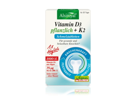Alsiroyal Vitamin D3 pflanzlich+K2 Schmelztabletten (30 Stück)