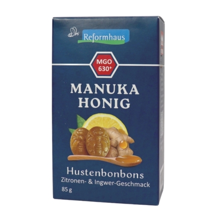 Reformhaus Manuka Honig Hustenbonbons MGO 630+ Zitrone-Ingwer (85 g)